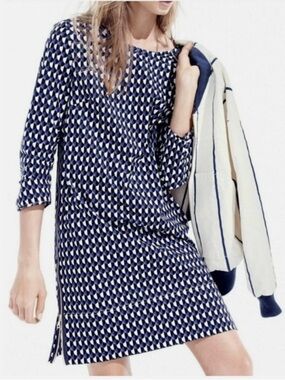 J Crew Jet Set Geo Shift Career Dress side zip Size 4